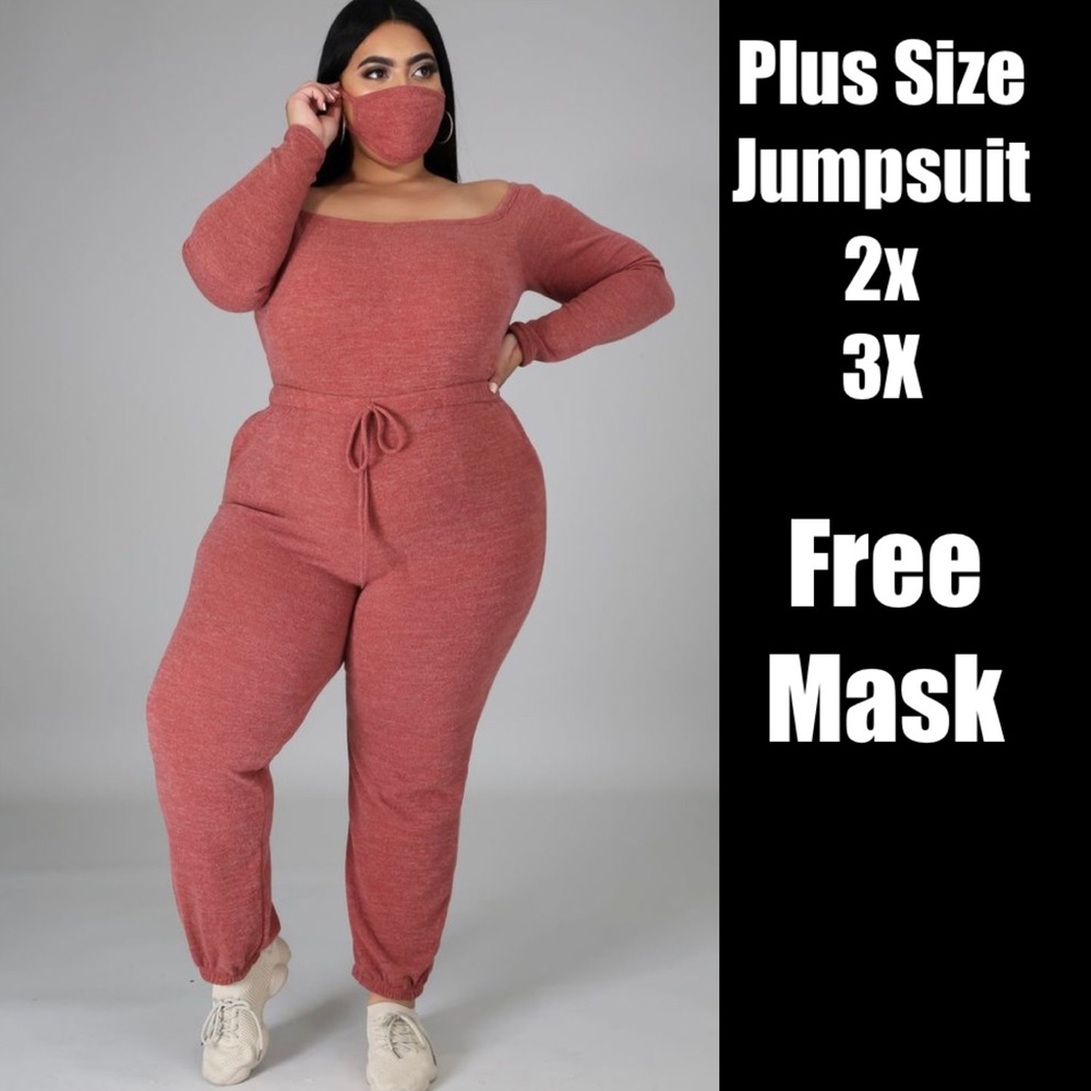 Plus Size Jumpsuit with Matching Masks
